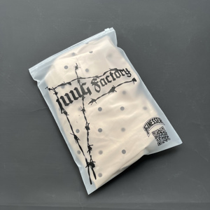 Custom Printed Frosted Zip <b>Bags</b> with Black Logo - Resealable Packaging for Streetwear & Fashion - Product Image 3