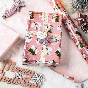 Pink Christmas Wrapping <b>Paper</b> 17x33 Feet Double Sided Eco Friendly Gift <b>Wrap</b> For Kids Holiday Craft - Product Image 5