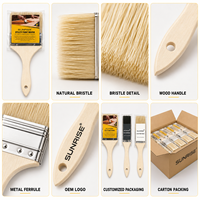 Ensemble de pinceaux à peinture avec manche en bois OEM, 1/2-4 pouces, pinceaux plats utilitaires pour la peinture, vente en gros de matériel