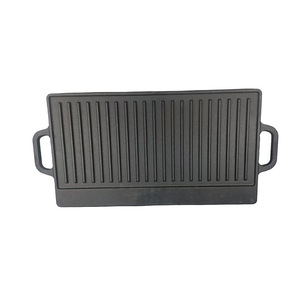 Cast Iron Rectangular Grill Pan Double Sided Teppanyaki With Stripes For Steak Cooking Durable Uncoated Frying Pan - Product Image 1