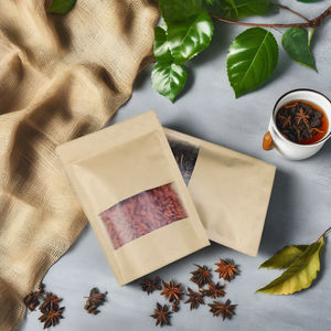 Bolsa de <span class=keywords><strong>Papel</strong></span> <span class=keywords><strong>Kraft</strong></span> Marrón Ecológica para Envasado de Alimentos, con Logotipo Personalizado de Fábrica China, Bolsa de Pie con Ventana para Granos de Café - Product Image 3