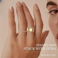 CAIOOCHE Großhandel Luxuriöse Edelstahl Breite Ringe Mode Vergoldete Zirkon Dreifach Oura Ringe Damenschmuck