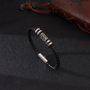 Moda nórdica vikingo serie joyería tejido cuero Vintage exquisita pulsera de cuero negro <span class=keywords><strong>para</strong></span> <span class=keywords><strong>hombres</strong></span> mujeres regalos de fiesta - Product Image 4