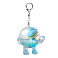 Porte-clés liquide en acrylique en forme d'animal mignon, avec liquide huileux et aqueux, vente en gros