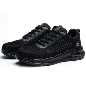 Safety Shoes Men Lightweight Breathable Knitted Lace-Up Plastic Toe Work Shoes Anti Static Puncture Resistant Impact Protection - Product Image 1