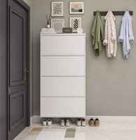 ASSOC Meuble à chaussures ultra-plat en acier de 155 mm de profondeur, avec 3/4 tiroirs basculants ventilés, organisateur de couloir, taille personnalisable disponible pour appartement