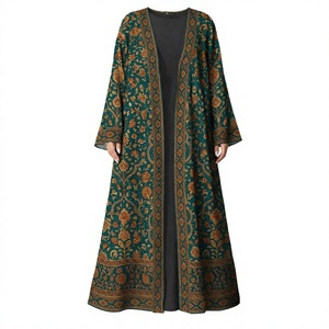 Wholesale Women's Islamic Polyester <b>Abaya</b> <b>Dress</b>-Long Sleeve MAXI Length Adjustable Belt Beaded Design Casual Wedding Wear - Product Image 3