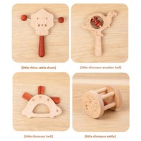 Juguete de madera para bebés y niños pequeños, sonajero de mano, juego de varias piezas, mordedor, juguete educativo y relajante para niños, caja de colores