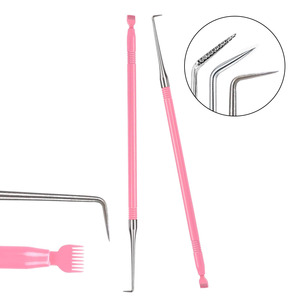 Herramienta de Lifting de Pestañas de Acero Inoxidable Rosa con Ranuras, Diseño Personalizado y Herramienta de Lifting de Pestañas Puntual, Herramientas de Belleza para Pestañas - Product Image 1