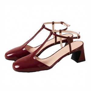 Zapatos de Oficina para Mujer con Tacón Cuadrado y Punta Redonda, Diseño Slingback con Correa en T, Tendencia de Moda, Parte Superior de PU, para Verano y Otoño, Tallas Grandes - Product Image 3