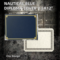 Carpeta de Presentación Personalizada Azul Náutico con Detalles en Dorado, Tamaño 9 1/2 X 12, Porta Documentos, Modelo Plegable, Origen China