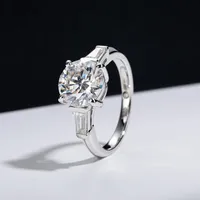 Bague en argent sterling 925 de luxe MuShan, sertie d'un moissanite rond, faite à la main pour femmes, plaquée or 18 carats, bijoux brevetés MST