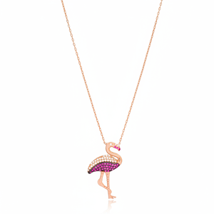 Flamingo Animal Design Rubis Clair Zircon Pierre Charme Pendentif Turc Fabriqué À La Main En Gros 925 Argent Sterling Bijoux - Product Image 2