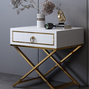 Tables <span class=keywords><strong>de</strong></span> <span class=keywords><strong>chevet</strong></span> modernes, couleur <span class=keywords><strong>noir</strong></span> et blanc, base en <span class=keywords><strong>acier</strong></span> inoxydable, tables <span class=keywords><strong>de</strong></span> nuit pour chambre à coucher - Product Image 4