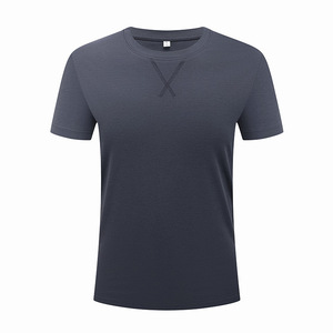 T-shirt de travail personnalisé à col rond et manches courtes, couleur unie, en coton, pour les loisirs, bleu, gris, bleu foncé, blanc, noir, kaki - Product Image 1