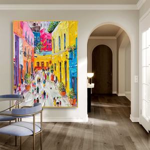 Grande Peinture Murale 3D Urbaine Colorée, Art Mural Texturé, Décoration Intérieure, Cadeau Idéal pour l'Agencement - Product Image 2