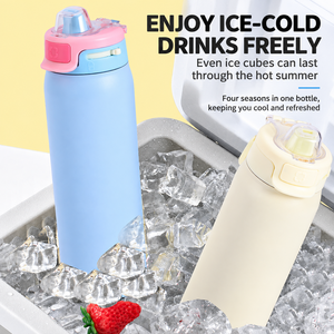 Macaron Color Stainless Steel Vacuum Insulated Water <b>Bottle</b> Dual <b>Drinking</b> <b>Straw</b> Lid Large Capacity Sports <b>Bottle</b> for Hiking - Product Image 4