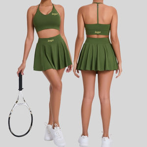 Европейско-американский комплект для тенниса и гольфа: повседневный комплект из двух предметов (бра и короткая юбка) для спортзала, бега, йоги и фитнеса, дышащий - Product Image 1