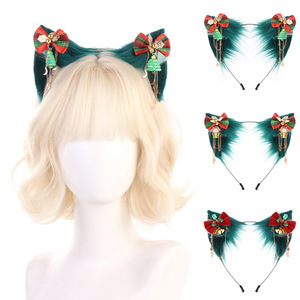 Customized in Stock Christmas Animal Ear Simulated fox <b>Fur</b> <b>Headband</b> Handmade <b>Headband</b> Green Realistic <b>Headband</b> - Product Image 2