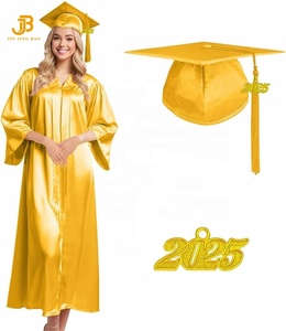 Venta al por mayor uniforme escolar barato de fábrica personalizado brillante vestidos de graduación gorra con borla uniformes para adultos bata de Graduación - Product Image 6