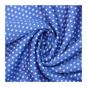 Lider kumaş % 100% polyester kumaş çift boya birdseye örgü spor beyaz polka dot mavi kumaş