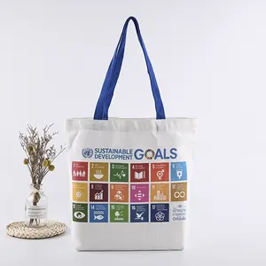 GOTS Reusable Ramah Lingkungan Penuh Berwarna Organik Katun Kanvas Shopper Tas untuk Promosi