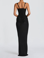 Robe longue de soirée chic décontractée pour femme, col carré, bretelles réglables, dos nu, sexy, à volants superposés, plissée