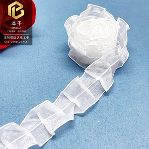 LEIXUSI Tulle plissé de 2,5 cm, dentelle, tissu organza pour robe de mariée à manches bouffantes, vêtements pour enfants en stock - Product Image 6