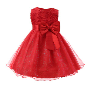 Robe de demoiselle d'honneur pour filles, disponible en stock, robe de fête pour bébés et enfants, robe de mariage avec nœud rose, costume de princesse pour cosplay - Product Image 2