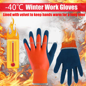 Guantes de construcción cálidos con forro polar, impermeables, Recubiertos de Espuma de látex, Guantes Térmicos de seguridad con agarre antideslizante - Product Image 2