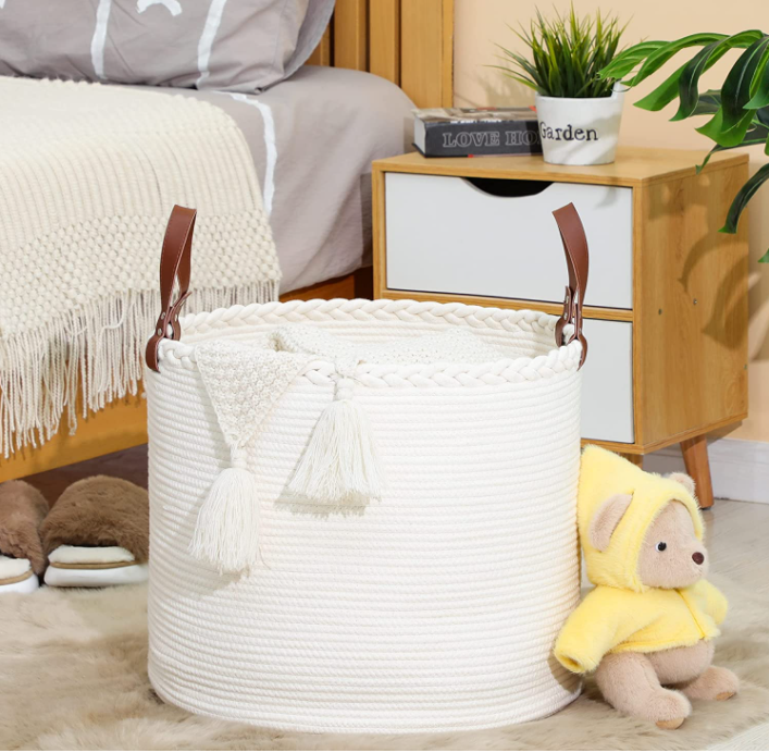 Modern Handmade Woven Storage Basket Round