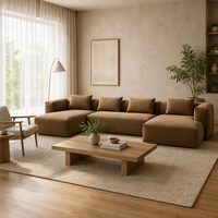 Canapé sectionnel moderne en U Sigma 2026 avec double chaise longue, personnalisable, revêtement marron, pour salon