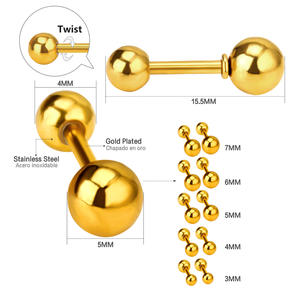 Orecchini a Sfera Piccoli Rotondi Color Oro Giallo per Donna Uomo Bambini Ragazze Gioielli - Product Image 3