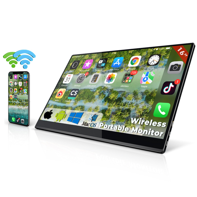 Wireless Wifi 16 Inch 4k Uhd Led Touch 1080P Portable Gaming OEM Monitor Full hd Dual Screen Support Type-c Usb
