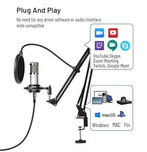 Micrófono de Condensador Profesional con Cable, Iluminación RGB Inteligente, Tecnología DSP con Cancelación de Ruido para Grabación de Sonido en Vivo y Teléfono - Product Image 3