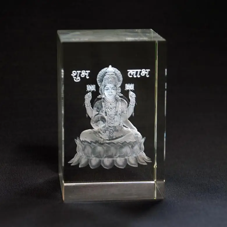 Kristall cube Buddha statue muslimischen geschenke glas block briefbeschwerer