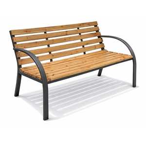 Banco de exterior de madera de abeto, 120x53x84 cm, estructura de acero, muebles de patio para 2 personas - Product Image 1