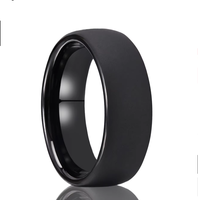Bague en tungstène noir prête à être expédiée pour hommes, 8 mm, polie haute brillance, anneaux de mariage en carbure de tungstène noir basique pour hommes