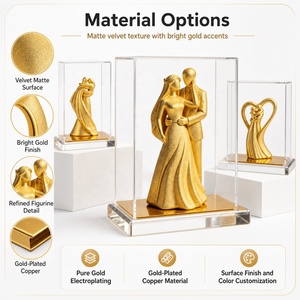 Ornamento Commemorativo per Matrimonio, Moderno ed Elegante in Velluto Sabbiato Placcato <span class=keywords><strong>Oro</strong></span> 24K, Personalizzabile OEM - Product Image 3