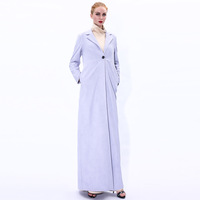 Abaya d'hiver épaisse pour femmes musulmanes en tissu suédé pur, fermeture à un bouton sur le devant, col rabattu, 2 poches latérales