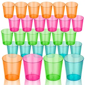 Nicro Glow Party In The Dark Party Supplies Jello Iridescent Mini Drinking Glass Luminous 2oz Neon Shot Glasses Plastic Shot Cup