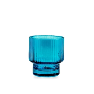 Bicchiere in Vetro a Righe Blu Bliss 32 Cl Confezione da 6 - Product Image 1