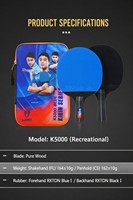 LOKI K5000 Tischtennisschläger-Set 2 Stück für Anfänger, Kinder, Studenten, Professionelles Training, 2 FL/CS Griffe, Ping Pong ITTF-Zertifizierung