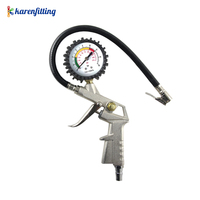 Pneumatische Werkzeuge: Gerader Spannzangen-Druckmesser 0-220 psi, analog, für LKW-Reifen mit flexiblem Schlauch