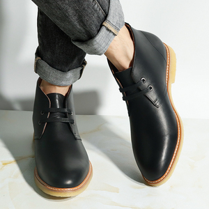 <span class=keywords><strong>Bottines</strong></span> <span class=keywords><strong>Chelsea</strong></span> pour hommes en cuir véritable à lacets, automne-hiver, cheville, mode, personnalisées, chaudes, en caoutchouc, pour le travail et le bureau - Product Image 2