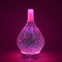Difusor de Aroma Ultrasónico Silencioso con 7 Luces LED para Dormitorio, Florero de Vidrio con Diseño de Fuegos Artificiales 3D de 100ml, Venta al por Mayor