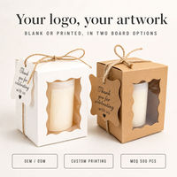 Boîte cadeau en carton blanc avec fenêtre pour bougie parfumée en verre individuelle, emballage pour cadeau de mariage, logo personnalisé