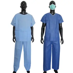 Uniforme médico hospitalario desechable conjunto de Bata de paciente traje médico