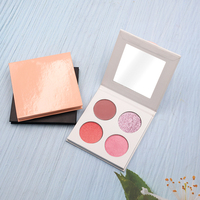 Palette de fards à paupières 4 couleurs, haute pigmentation, noir, waterproof, mat et scintillant, 36 mm, marque privée