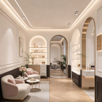 Meubles de Salon de Beauté Personnalisés Blancs, Comptoir d'Exposition, Étagères en Bois pour Aménagement de Salon de Beauté